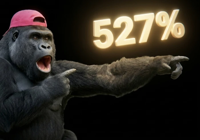 Gorilla mascot amazed at 527% growth stats
